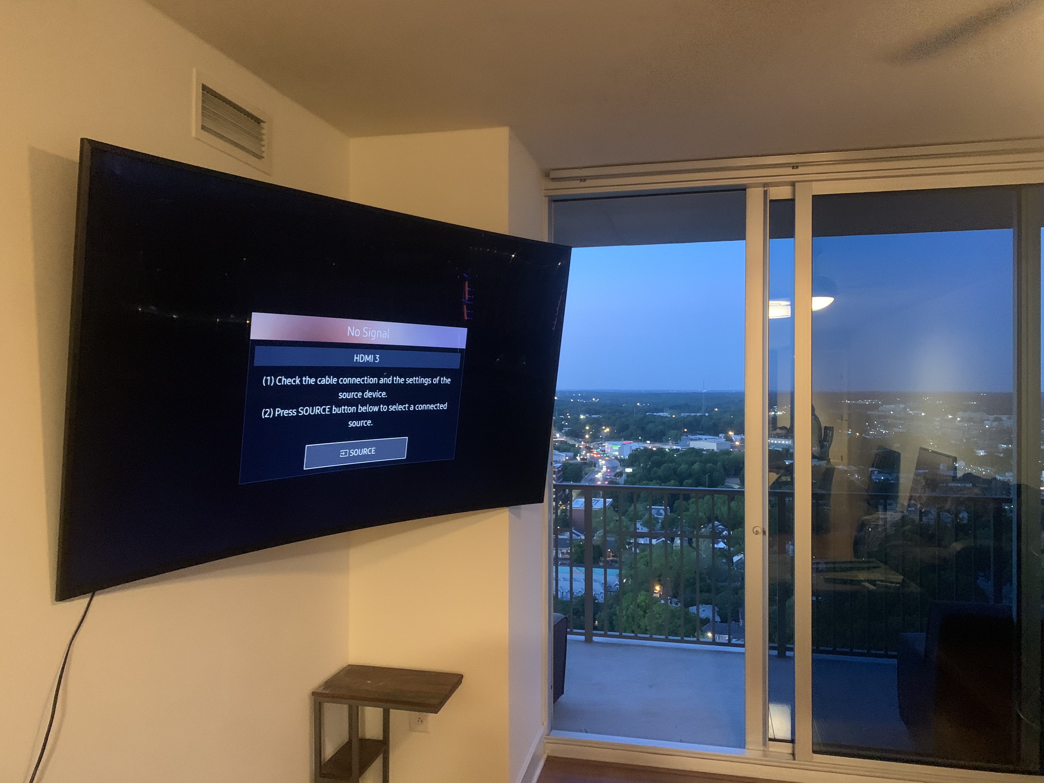 Fixed TV mounting on drywall wall in living room, Charlotte NC