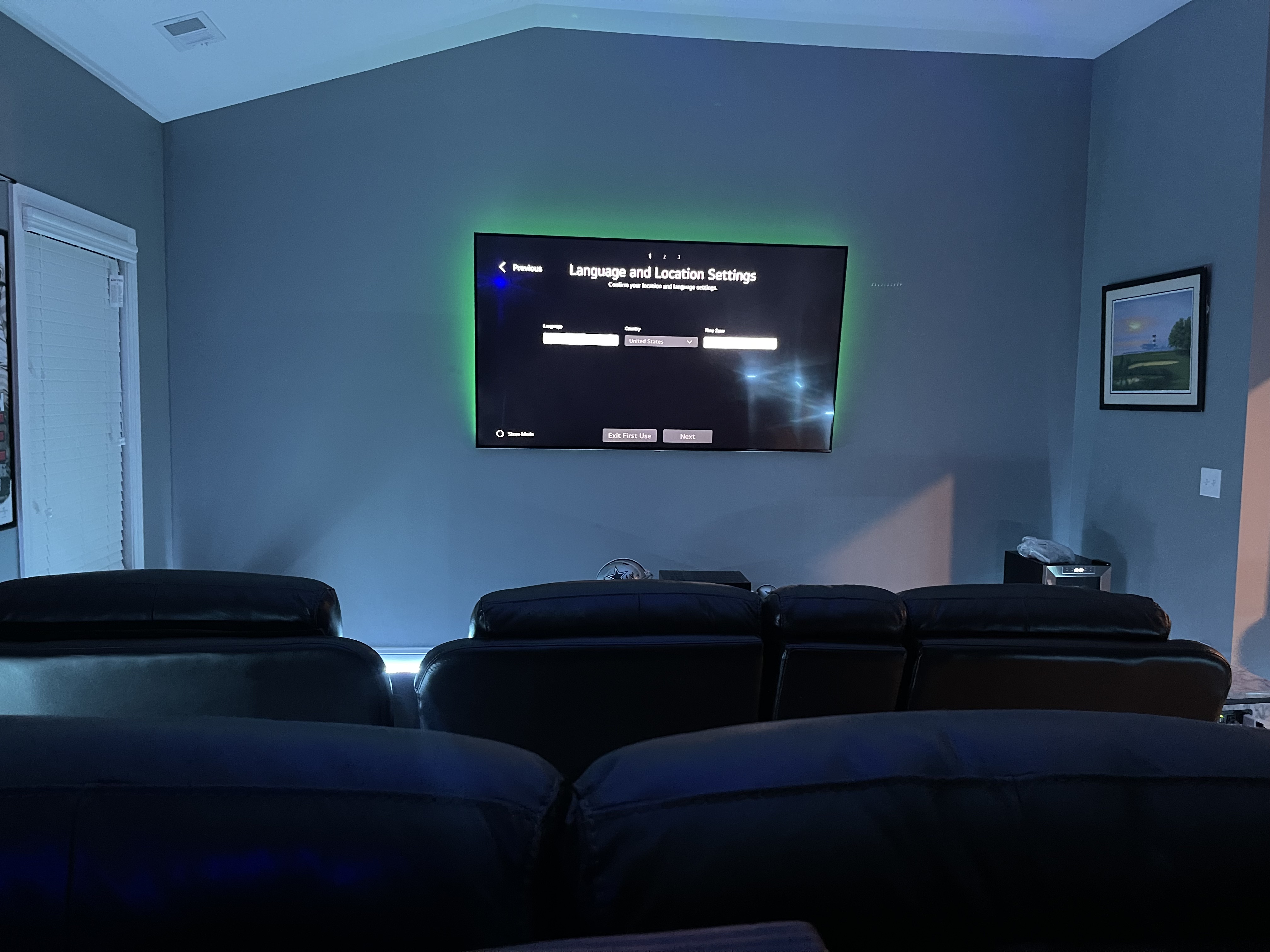 Full-motion TV mounting on drywall wall in living room, Columbia SC